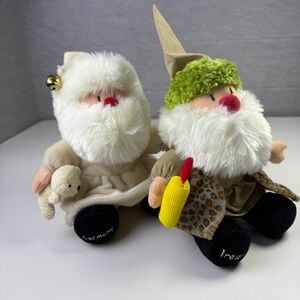 Set of 2 Christmas Gnomes Santa Ireland Germany Plush Stuffed Toys Festive Decor